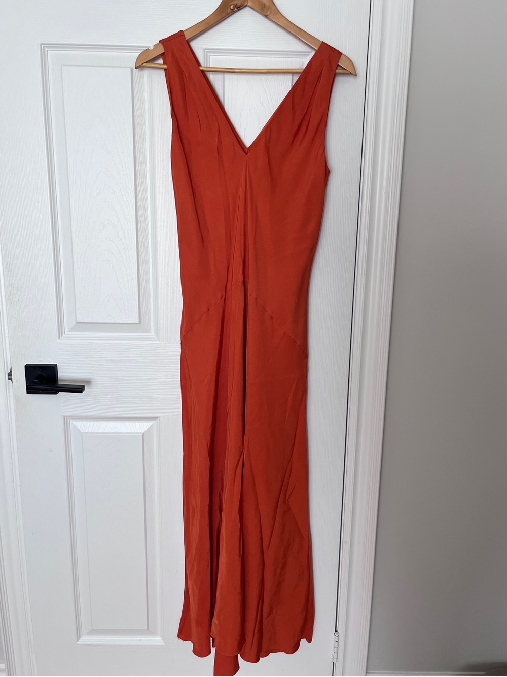 Frame Savannah Sleeveless V-Neck Maxi Dress in Tangerine Orange